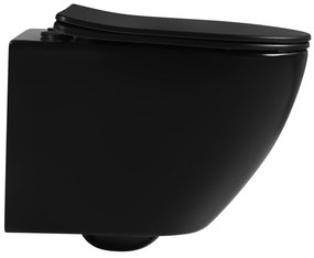 Cerano Verde, závesná WC misa Rimless 490x360x370 mm + UF toaletné sedátko, čierna lesklá, CER-CER-417347