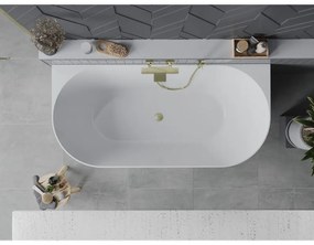 Mexen Oval Slim, voľne stojaca vaňa ku stene, 170 x 80 cm, biela-čierna, zlatý matný prepad, 52661708075-55