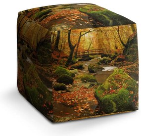 Taburet Cube most v lese, hnedá