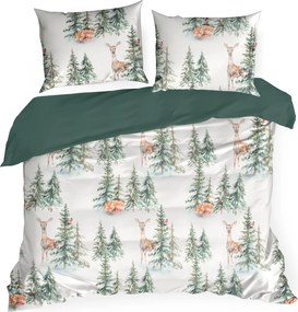 VIANOČNÉ RENFORCÉ OBLIEČKY DEER 140X200 CM, 1 KS 70X80 CM VZOROVANÉ