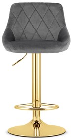 Barová stolička KAST - zamatová siva, zlatá- vintino.sk