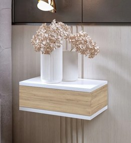 Nočný stolík LOFT - biely/dub craft zlatý