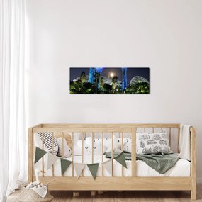 Obraz splnu v Singapurských záhradách (s hodinami) (90x30 cm)