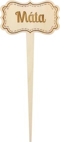 AMADEA Drevený zápich - ceduľka na bylinky Mäta, výška 20 cm, český výrobok