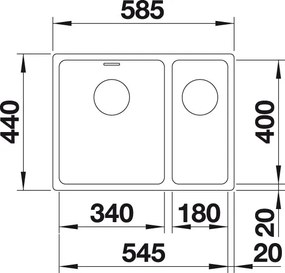 Nerezový drez Blanco ANDANO 340/180 U IF nerez hodvábny lesk drez vľavo