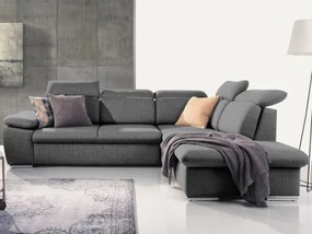 Rohová sedačka Aldon, dymovosivá štruktúrovaná látka, pravý roh%