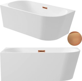 Aquauno Voľne Stojaca Rohová Vaňa Ľavá 150x75 cm Medená Korok A Prepad