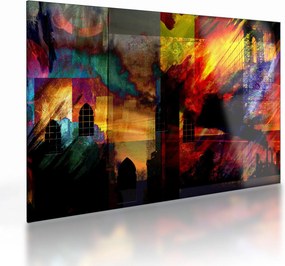 Sklenený obraz - Farebná abstrakcia mesta (70x50 cm)