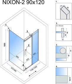 Rea Nixon, sprchový kút s posuvnými dverami 120x90 cm, ľavá, 8mm číre sklo, chrómový profil, KPL-00419