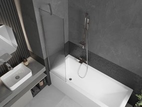 Mexen Next, vaňová zástena 1-krídlová 50 x 150 cm, fixné krídlo, 6 mm sklo s pruhmi, chrómový profil, 895-050-000-00-09-01
