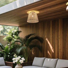 Japandi vonkajšie stropné svietidlo s béžovým lanom IP54 - Jayla