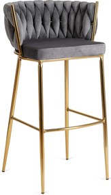 Barová židle Flores 60 cm šedá/zlatá