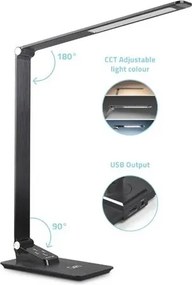 LED Stmievateľná stolná lampa s USB LED/7W/230V 3000K/4000K/5500K čierna