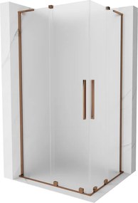 Mexen Velar L Duo, sprchový kút s posuvnými dverami 90 x 80 cm, 8mm sklo námraza, ružové zlato, 871-090-080-02-33-60