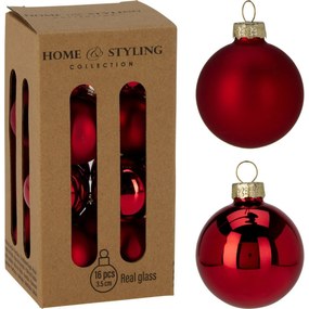Súprava 16 ks vianočných ozdôb Crystal Harmony, červená, pr. 3,5 cm, sklo, pr. 3,5 cm