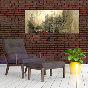 Obraz - Skica mestečka (120x50 cm)