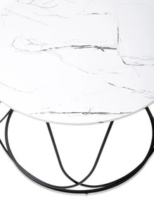 Okrúhly konferenčný stolík Nubira - biely mramor / čierna