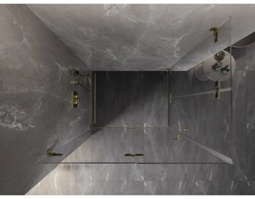 Mexen Lunar-F Duo, skladací sprchový kút 90 x 80 cm, 8mm číre sklo, zlatý profil, 836-090L-080P-50-00