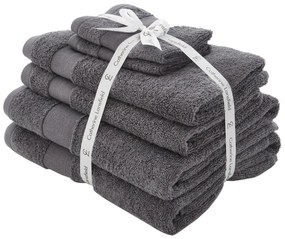 Tmavosivé froté bavlnené uteráky a osušky v súprave 6 ks Anti–Bacterial – Catherine Lansfield