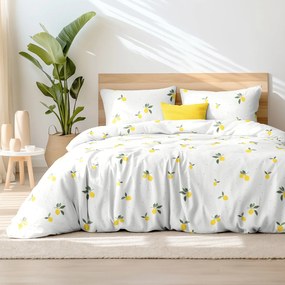 Goldea bavlnené posteľné obliečky - citróny 140 x 200 a 70 x 90 cm