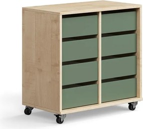 Úložná skriňa CASPER, 8 zásuviek, breza, tmavozelená