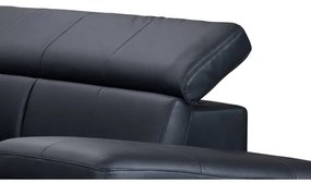 Kožená rohová sedacia súprava SALERNO II pravá čierna, rozkladacia