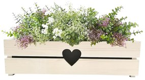 AMADEA Drevený obal na kvetináč so srdcom biely, 62x21,5x17cm Český výrobok