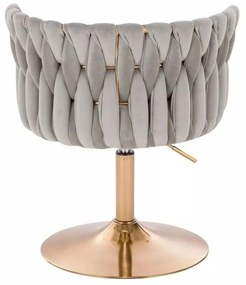 LuxuryForm DESIGN Stolička LYON VELUR na zlatom tanieri - svetlo šedá