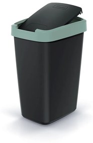 Odpadkový kôš s farebným vekom, 12 l, zelená / čierna