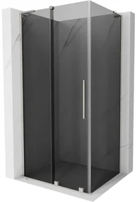 Mexen Velar L, sprchový kút s posuvnými dverami 100 x 70 cm, 8mm šedé sklo, brúsená oceľ, 871-100-070-43-97
