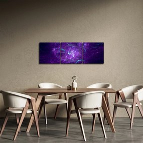 Obraz modernej modrej abstrakcie (s hodinami) (90x30 cm)