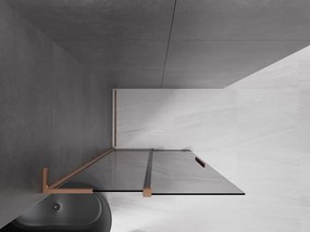 Mexen Velar L, posuvná sprchová zástena Walk-in 100 x 200 cm, 8mm šedé sklo, medená matná, 871-100-003-43-65