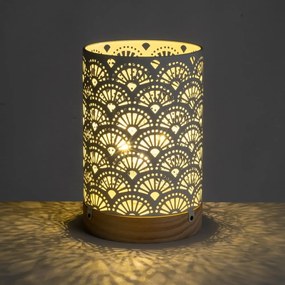 Biela stolová lampa s kovovým tienidlom (výška 20 cm) – Casa Selección