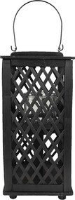 Čierny drevený závesný lampáš Bamboo - 19*19*40 cm