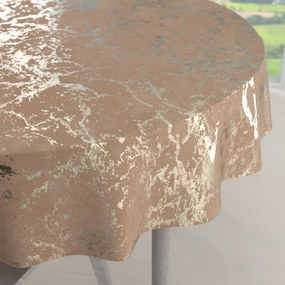 Biante Veľký zamatový okrúhly obrus Isabela IBL-016 Zlatý mramor na púdrovo béžovom Ø 240 cm