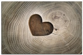 Obraz na plátne - Srdce na drevenom pozadí 1207A (75x50 cm)
