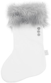 Vánoční punčocha bílá s šedou kožešinou 42x26cm
