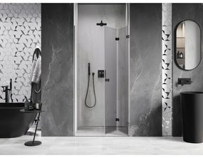 Mexen, Mexen Lunar-F pravé sklápacie sprchové dvere 75 cm, priehľadné, pištoľovo šedé kartáčované - 836-075-000-66-00-P