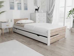 Posteľ IKAROS DOUBLE 90 x 200 cm, biela/dub sonoma Rošt: S latkovým roštom, Matrac: Matrac COCO MAXI 20 cm