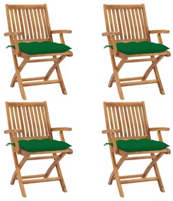 Skladacie záhradné stoličky s podložkami 4 ks tíkový masív 3072743