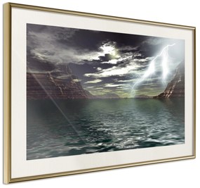 Artgeist Plagát - Storm on the Lake [Poster] Veľkosť: 45x30, Verzia: Zlatý rám s passe-partout