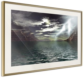 Artgeist Plagát - Storm on the Lake [Poster] Veľkosť: 90x60, Verzia: Zlatý rám s passe-partout