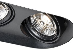 Sada 6 zaoblených zapustených bodových svetiel čierna GU10 70 mm 2-svetlá - Hubs