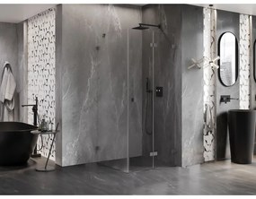 Mexen Lunar-F, sklápací sprchový kút pravý 70 x 70 cm, 8mm číre sklo, profil grafit brúsený, 836-070-070-66-00-P