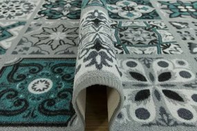 Protišmykový behúň Patchwork - tyrkys