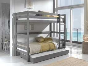 Poschodová postel z masívu so zásuvkou borovica šedá 182cm 90x200cm
