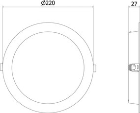 Mexen LDRR, LED stropné svietidlo na zapustenie, priemer 12 cm 22 cm, 18W, studená - 6500K, 1980 lm, biela - L210-022-1865-20