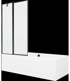 Mexen Cube obdĺžniková vaňa 180 x 80 cm s obkladom a 1-krídlovou sprchovou zástenou 100 cm, Čierny vzor - 550518080X9410117070