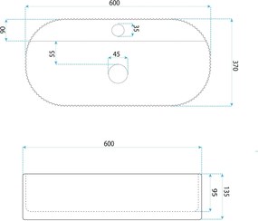 Rea Marcela Ruststone, umývadlo na dosku 600×370×135 mm, imitácia kameňa, REA-U3518