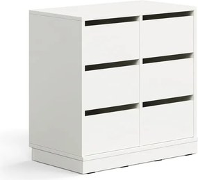 Úložná skrinka CASPER, 6 zásuviek, so soklom, biela